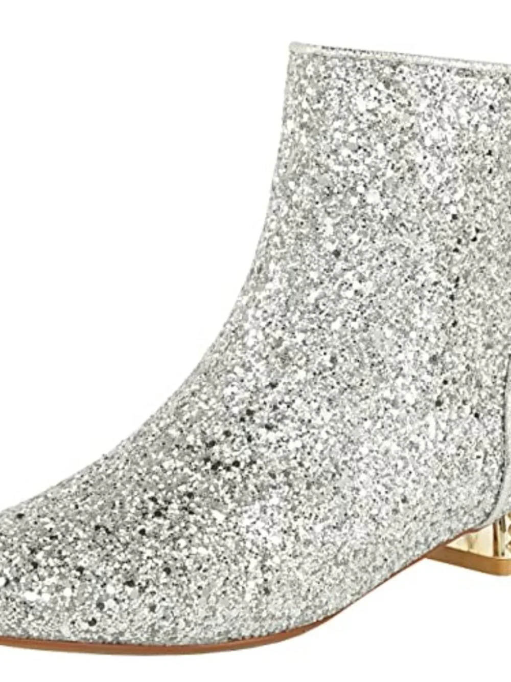 Sequin Ankle Boots Low Heel Sparkly Glitter Booties Chunky Block Heel